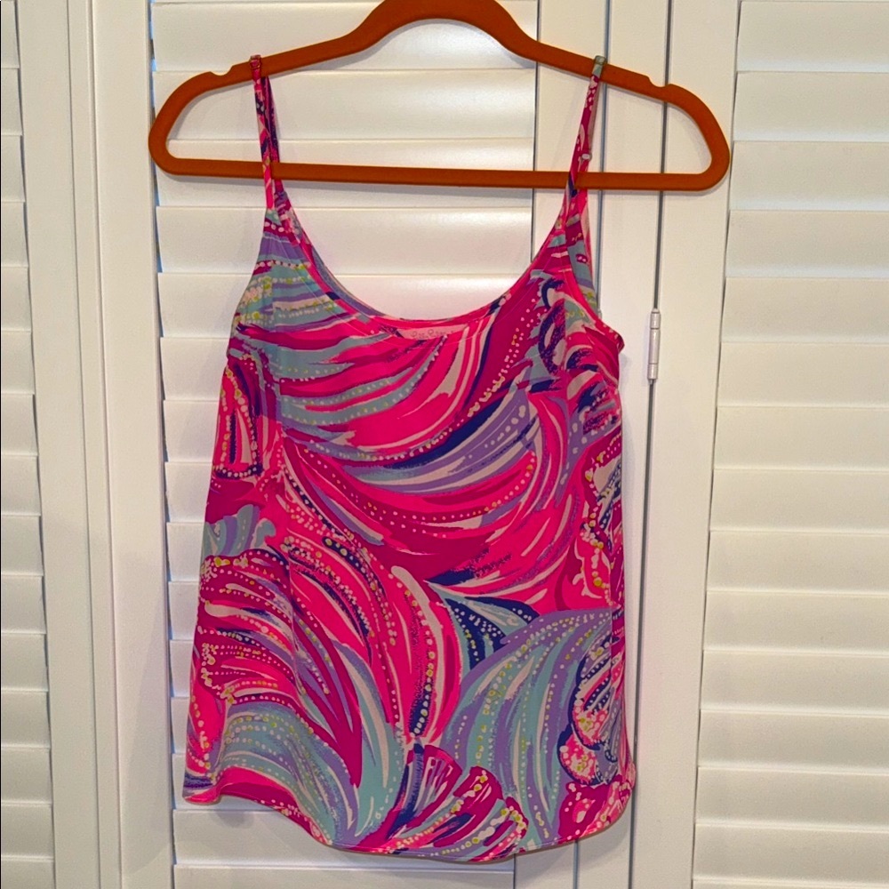 EUC - Lilly Pulitzer Oh My Guava Pink Purple  Multicolor Silk Cami Tank Top